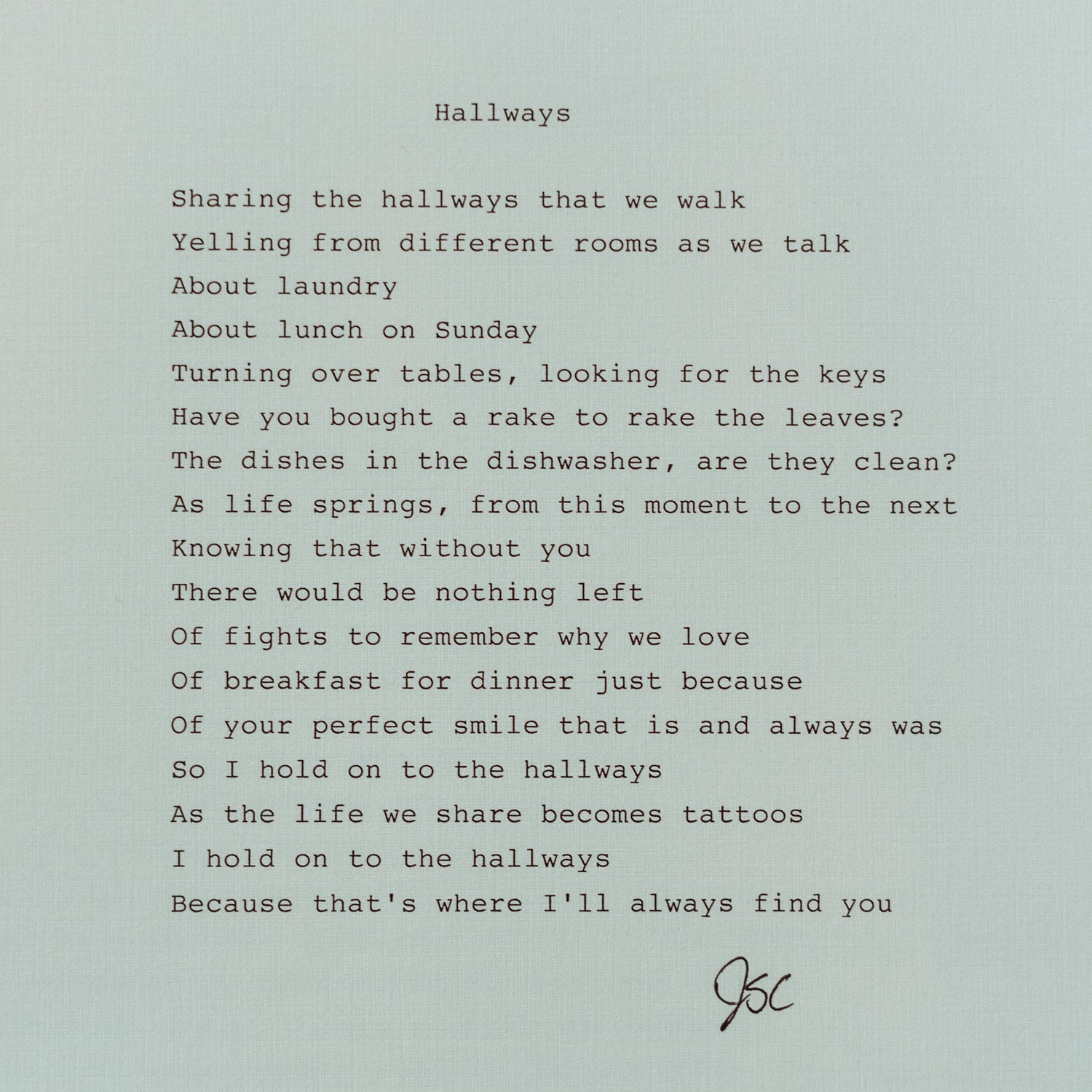 "Hallways" Poem